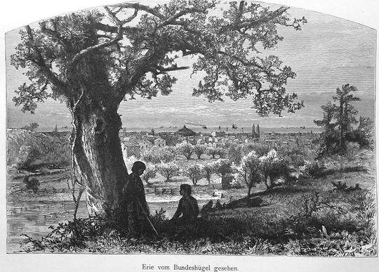 Discover PENNSYLVANIA View of Erie from Federal Hill - 1883 German Xylograph Original Print Engraving
