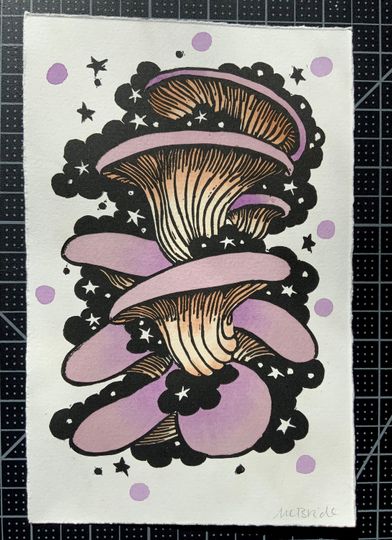 Discover Hand Colored Purple Oyster Mushrooms