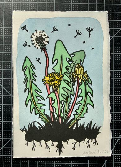 Discover Blue Sky Hand Colored Dandelions