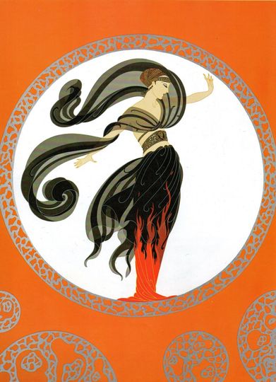 Discover Chic Original Vintage ERTE Art Deco Print "FLAMES of LOVE" Fashion Book Plate