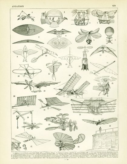 Discover 1897 Antique Kite, Aviation, Flying Machine, Antique Large Size illustration, original Larousse print, french antique, framing