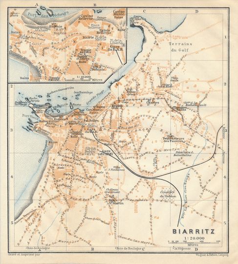 Discover 1914 Biarritz France Antique Map
