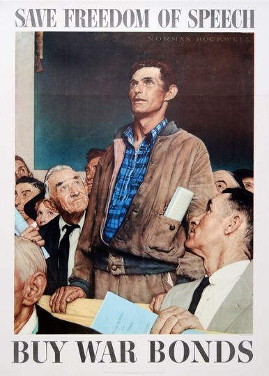 Discover Original Vintage WWII Poster Freedom of Speech by Norman Rockwell 1943