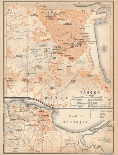 Discover 1913 Tangier Morocco Antique Map