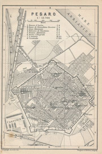 Discover 1909 Pesaro Italy Antique Map