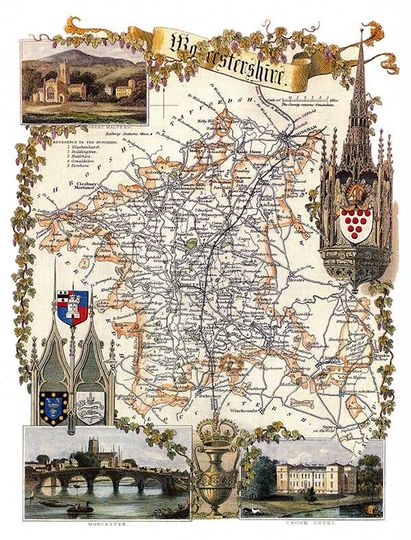 Discover Worcestershire 1841 Old English County Map - Heavyweight Art Paper - A3 size 11x14.5 ins - Unframed - FREE DELIVERY