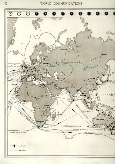 Discover 1949 Vintage Large World Map sepia Map of the World