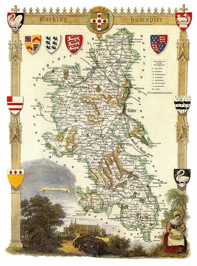 Discover Buckinghamshire 1841 Old English County Map - Heavyweight Art Paper - A3 size 11x14.5 ins - Unframed - FREE DELIVERY