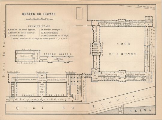 Discover 1913 Louvre Museum, Paris France Antique Map