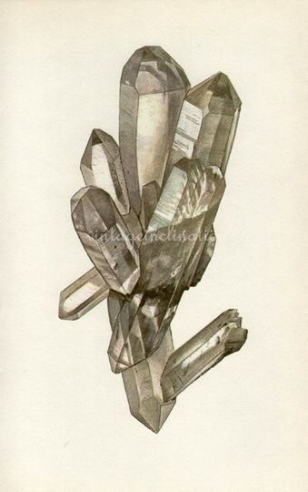 Discover Antique Prints, 1950s  Precious Stones and Minerals, beautiful wall art vintage coloured illustration gems jewels