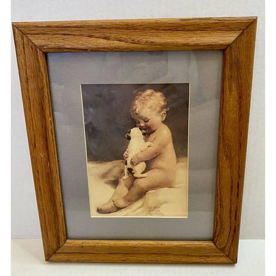 Discover Bessie Pease Gutmann Chums Baby Child Dog Puppy Fine Art Print Framed 8x10