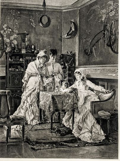 Discover Antique Victorian Fashion Print Photogravure The Visitors Alfred Stevens Belgium Artist Gebbie & Co Wall Art Decor 1880s Interior
