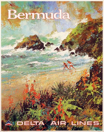 Discover Original 1970's Delta Air Lines Poster Bermuda by Jack Laycox