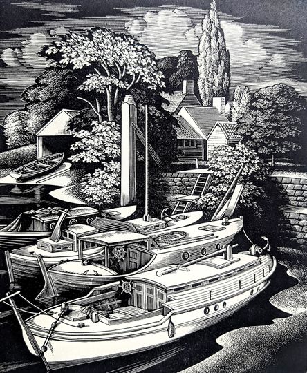 Discover 1952 George Mackley Wood Engraving "Mooring "  Print Size 6 x 5 Inches