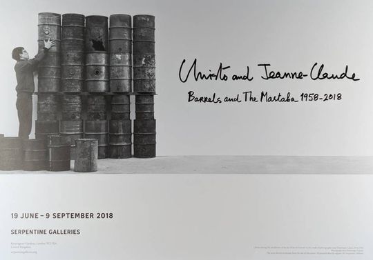 Discover Christo and Jeanne-Claude exhibition poster Barrels and the Mastaba   poster