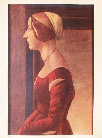 Discover The Botticelli "Young Woman" | Lithograph after | vintage 60s print | The ONLY one with CERTIFICATE of Guarantee, Notary Document and Stamp