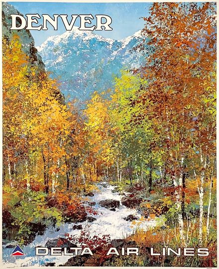 Discover Original 1970's Delta Air Lines Poster Denver Colorado by Jack Laycox
