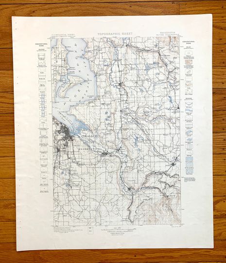 Discover Antique Tacoma, Washington 1898 US Geological Survey Topographic Map  Puget Sound, Puyallup, King, Pierce County, Muckleshoot, Vashon, WA