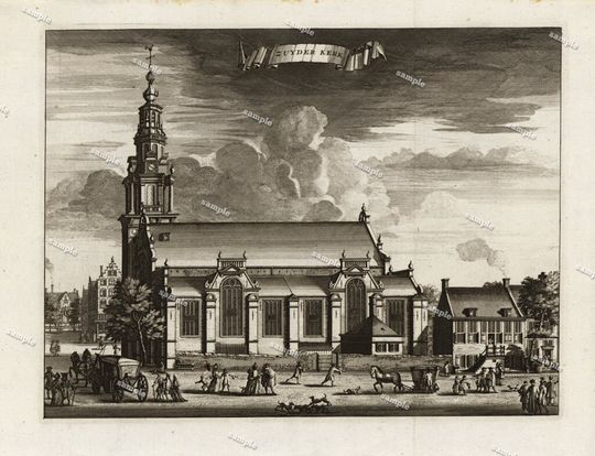 Discover 18th  Century Steel Engraving of Zuyder Kerk -Architecture-  Dutch old Master engraving