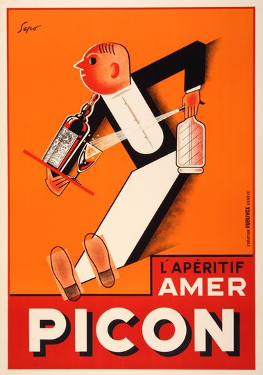 Discover Amer Picon Waiter Original Vintage Swiss Poster c1935 by Sepo
