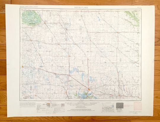 Discover Antique Devils Lake, North Dakota 1953 US Geological Survey Topographic Map  Lakota, Cando, Rugby, Langdon, Rolla, Rolette, Bisbee, Egeland