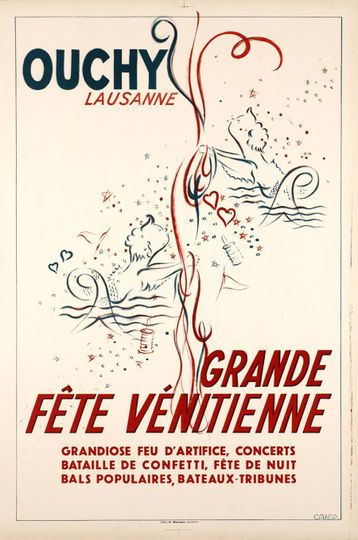 Discover Original Vintage Swiss Poster Ouchy Lausanne by Cried c1950