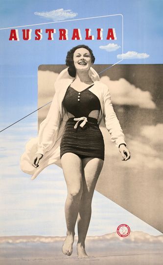 Discover Original Vintage Australia Beach Travel Poster by Douglas Annand c. 1937