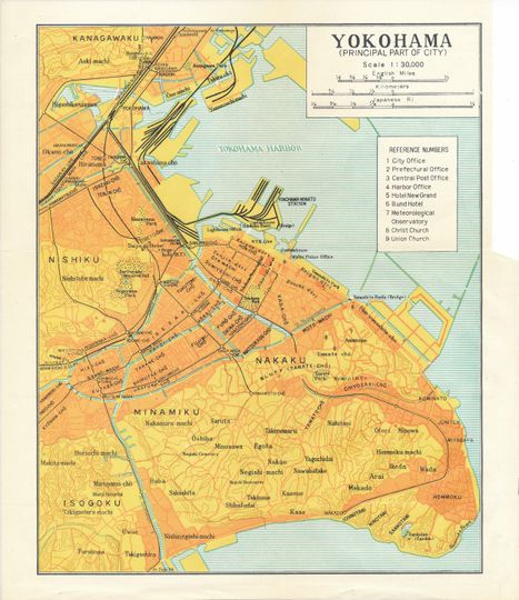 Discover 1959 Yokohama Japan Vintage Map