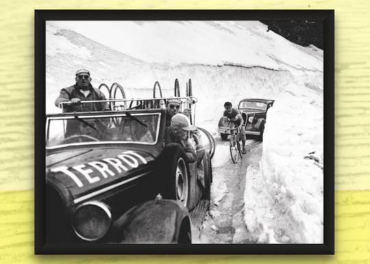 Discover Charly Gaul Cycling Print in the Snow - Vintage Cycling Photograph