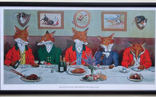 Discover Framed Mr Foxs Hunt Breakfast On Xmas Day large print 610x325mm