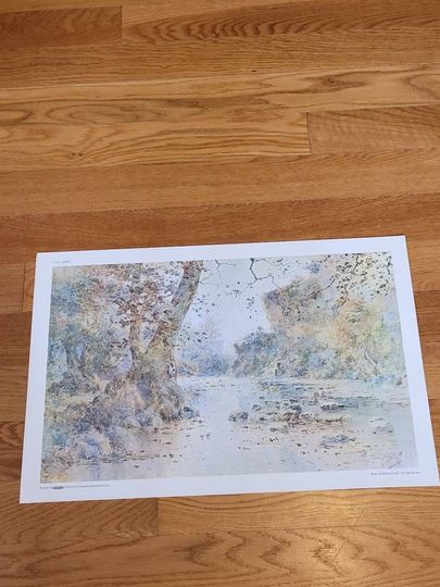 Discover Scene on Elkhorn Creek by Artist Paul Sawyier (1865 - 1917). A 1968 printing offered by The Kentucky Historical Society.