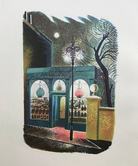 Discover 1953 ERIC RAVILIOUS LITHOGRAPH 'Pharmaceutical Chemist' Printed by Jarrold & Sons Sheet Size 11X8ins. J.M.Richards (1938)
