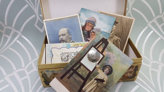 Discover Vintage Box of Ephemera - Collection of Vintage Postcards and Curious Items