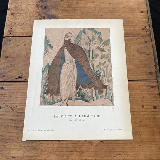 Discover La Visite a L'ermitage, Original 1921 Pochoir Gazette du Bon Ton, Art Deco French Fashion Print