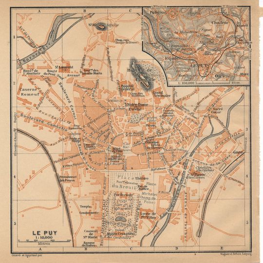 Discover 1914 Antique Map of Le-Puy-en-Velay (Le Puy) France