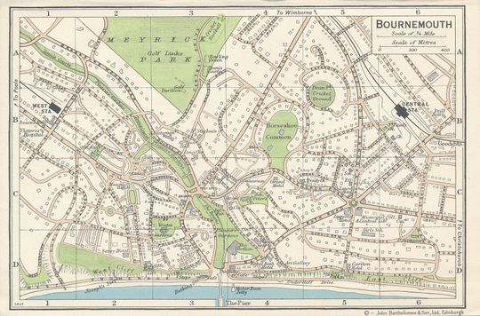 Discover 1957 Bournemouth United Kingdom Vintage map