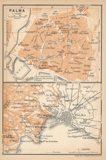 Discover 1913 Palma Majorca Spain Antique Map