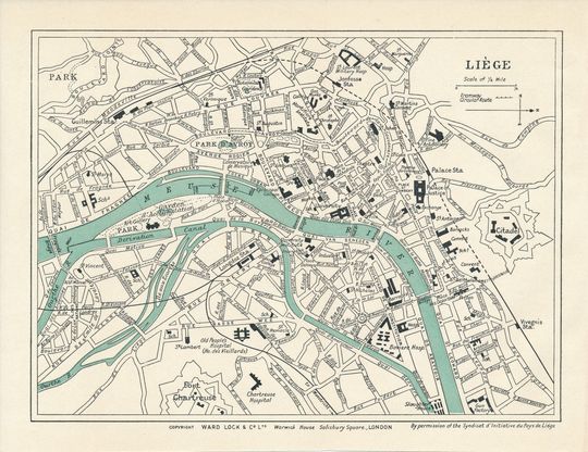 Discover 1930 Liege Belgium Antique Map