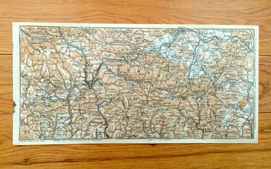 Discover Antique 1925 Schmiedenberg, Germany Map from Baedekers Guide Atlas   Saxony, Petersdorf, Giersdorf, Seidorf, Arnsdorf, Buchwald, Stonsdorf