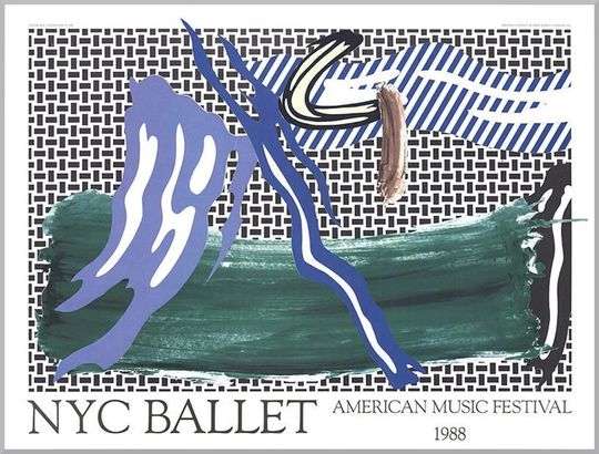 Discover ROY LICHTENSTEIN - 'American Music Festival' - rare vintage poster - c1996 (Limited second edition. New York City Ballet)