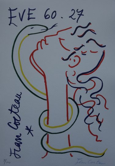 Discover Rare beautiful limited illustration print - portrait, Jean Cocteau, signed, numbered & stamped