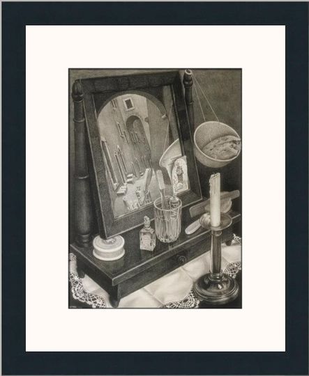 Discover M.C. Escher Still Life with Mirror Custom Framed Print