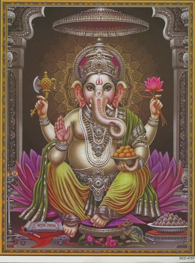 Discover Ganesh ...  Vintage-style Indian Hindu Devotional Print.