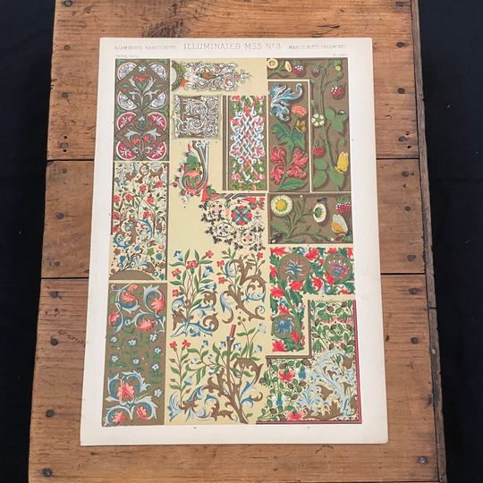 Discover Illuminated Manuscript Ornaments from the 15th Century, 1865 Grammar of Ornament Antique Print
