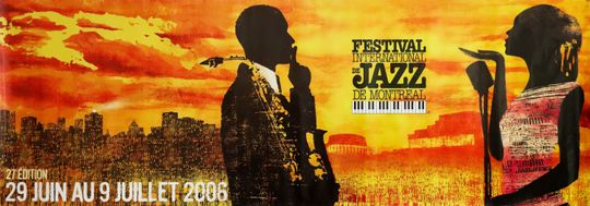 Discover 2006 Montreal International Jazz Festival Poster, Horizontal (Couple, Yellow Background)