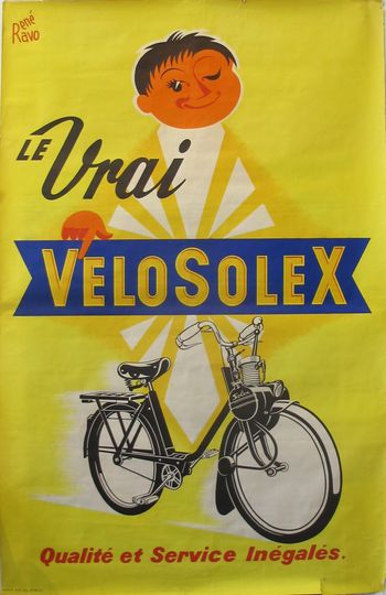 Discover 1950s Original French Advertisement Poster - Velo Solex by Ravo
