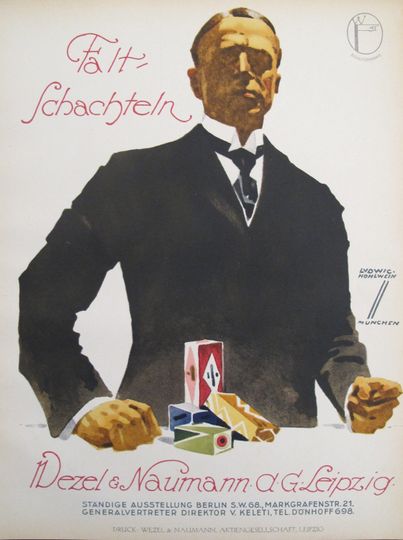 Discover 1926 Original German Art Deco Poster, Falt-Schachteln (Print + Advertising Agency)