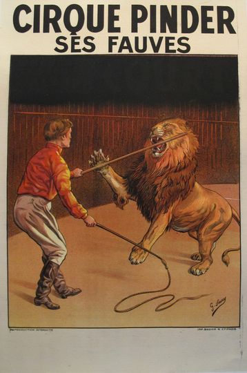 Discover 1900s Vintage French Circus Poster - Cirque Pinder - Lion Tamer - G. Soury