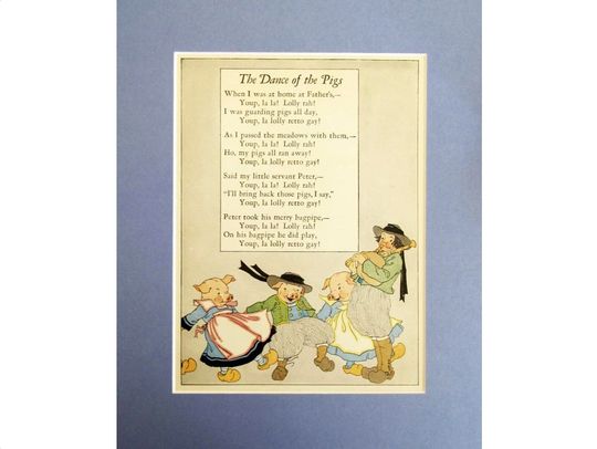 Discover 1927 British Art Deco Illustration, The Dance of the Pigs, Petersham