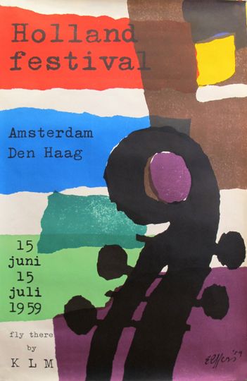 Discover 1959 Original KLM Travel Poster - Holland Festival - Amsterdam Den Haag
